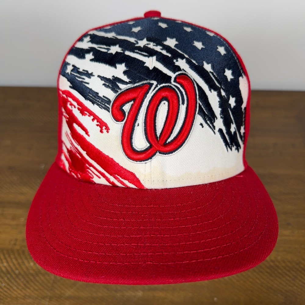 Washington Nationals Hat Mens 7 1/8 Red USA Flag 59FIFTY New Era Fitted MLB